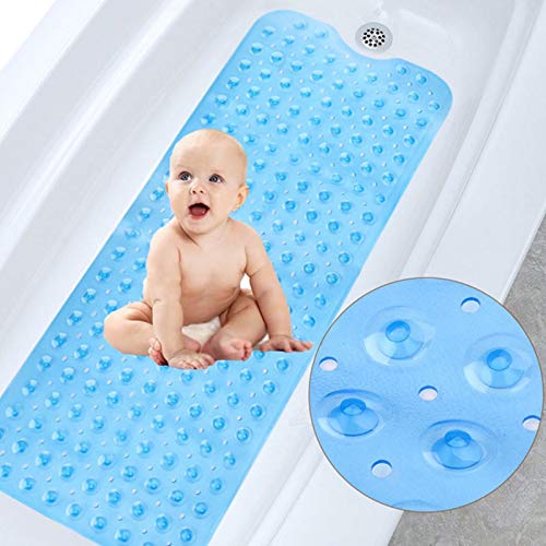 BaiYi Alfombrilla Antideslizante bañera De Baño Esterilla De Ducha， Caucho Natural Antideslizante 100cm X 40cm Estera De Baño Alfombra De Baño Antideslizante con Ventosas para Niños Ancianos
