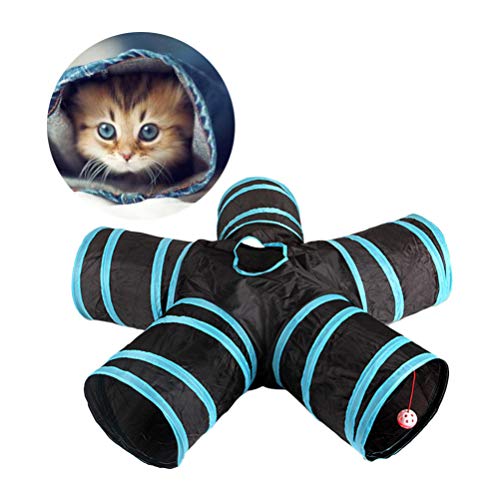 Scicalife Túnel de Gato, Túnel de 5 Vias extensível, Dobrável, Brinquedo de Túnel de Brinquedo Inter