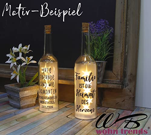 WB wohn trends LED-Flasche mit Motiv, Es gibt Gute Beste Freunde und Uns, grau, 29cm, Glitzer-Flasche Leuchtflasche Lampe mit Text Spruch