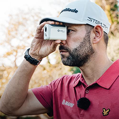 【国内公式】GOLFBUDDY GB LASER atom 超小型 超軽量 ゴルフレーザー距離計 0.2秒測定 充電式 光学6倍望遠 測定範囲2m~800m ピンモード 高低差補正機能 防水機能 PUレザーケース (ホワイト) 6枚目