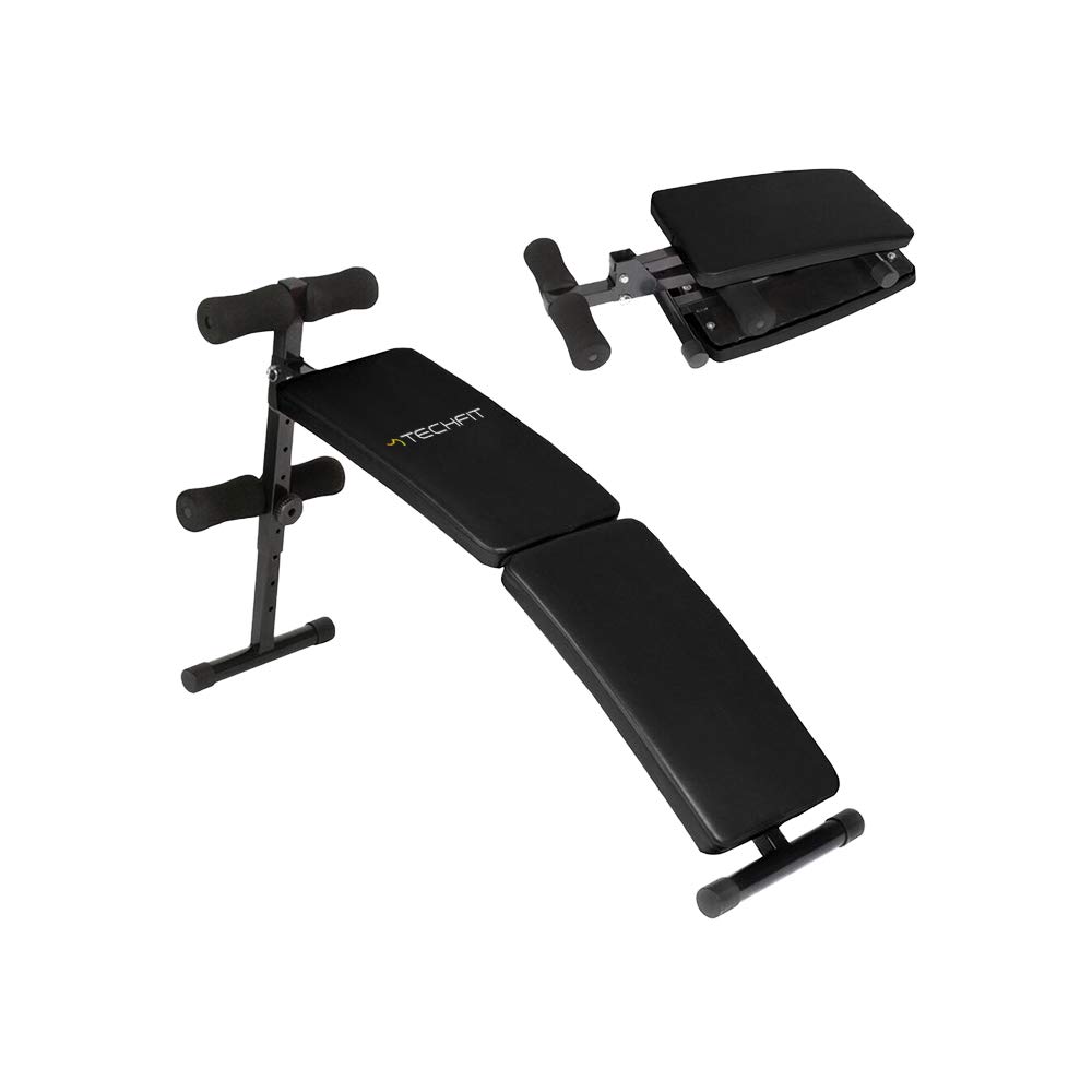 TechFit Panca da Allenamento Nera, Panca Multifunzione Regolabile per Esercizi di Sollevamento Pesi e Tonificazione, Allenamento Completo del Corpo, Pieghevole Piatto Inclinazione Declino