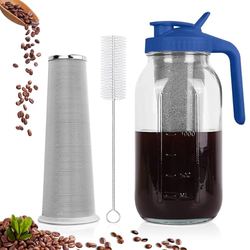 QHH Cold Brew Coffee Maker Mason Jar Pitcher 64 oz