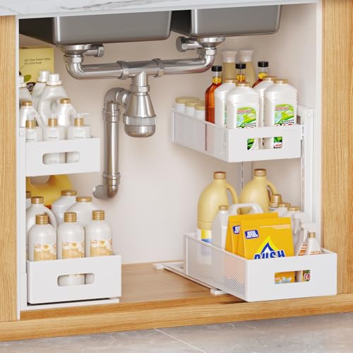 HAIREALM 2 Pack Under Sink Organizer, Ad…