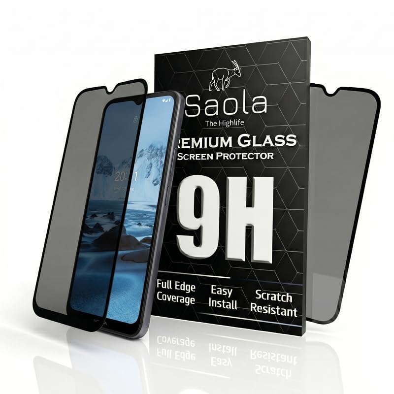 Image of Saola Ultra Privacy Tempered Glass For Nokia C20 (PACK OF 1) with Free Installation Kit. Full screen Coverage. Free Replacement If Received Damaged - 6.5 inch