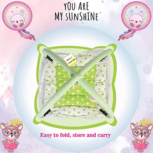 Image of Kwitchy Baby Bedding Set New Born Baby Bed | Mattress | Mosquito Net | Play Gym | Playmats | Floor Gym | Cotton | Infants | Gift Pack | Bed with Hanging Toys (0-6 Months) Green