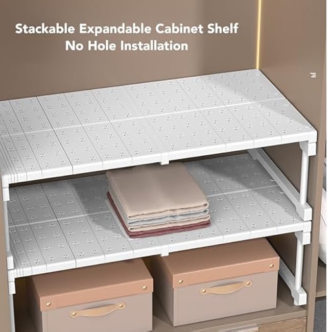 Expandable Cabinet Organizer Shelf, Adjustable width Organizer Riser, for Kitchen Cabinet Spic e Rack Locker Pantry Cupboard Under Sink Countertop Desk Organization (Length 67-88cm / 26.4-34.6in)
