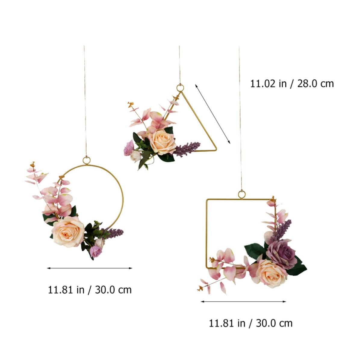3 Piezas Guirnalda Decorativa Geométrica de Hierro, Estilo Otoño