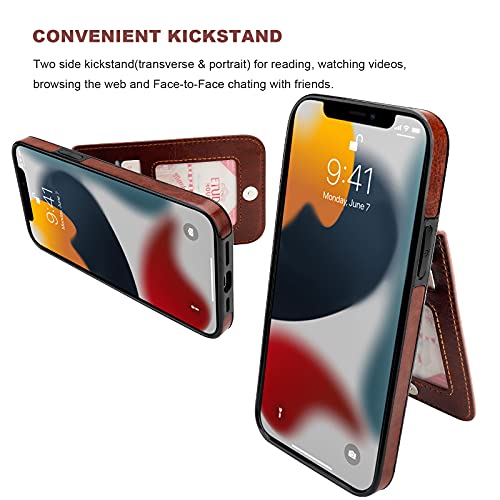 KIHUWEY for iPhone 13 Pro Max Wallet Case Card Holder Kickstand, Brown by KIHUWEY - Used condition - Image 5