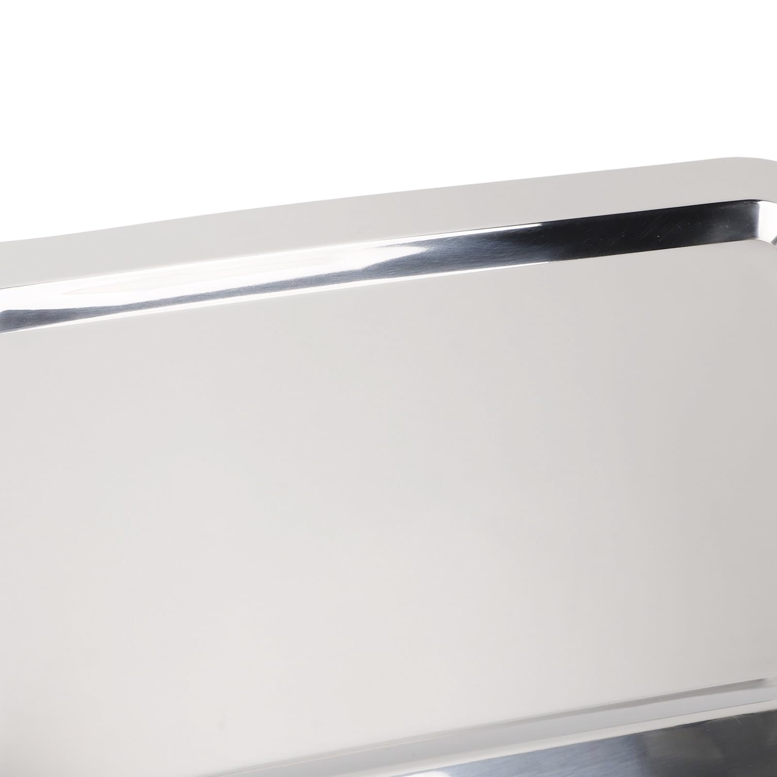 Stainless Steel Serving Tray with Handle, Multifunction Portable Metal Platter, Elegant and Practical Dinner Plate for Restaurant Hotel Buffet (Rectangle Shape with Silver Handle, 47.5cm)