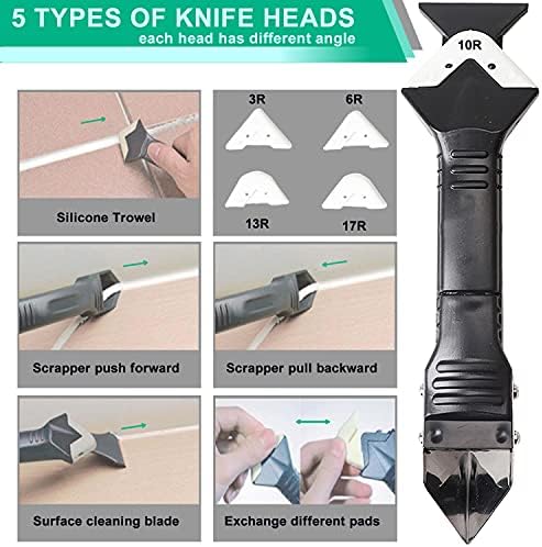 3 in 1 Caulking Tool Kit Sealant Remover and Smoother Tool, Silicone Caulking Tool kit, 3-in-1 Plastic Sealant Tool with Upgraded Steel Head, Easy-to-Use Silicone Remover Scraper Tool