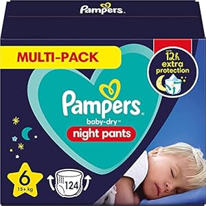 Pampers Night Windeln Pants Größe 6 (15kg+) Baby-Dry, 124 Höschenwindeln, Alte Version