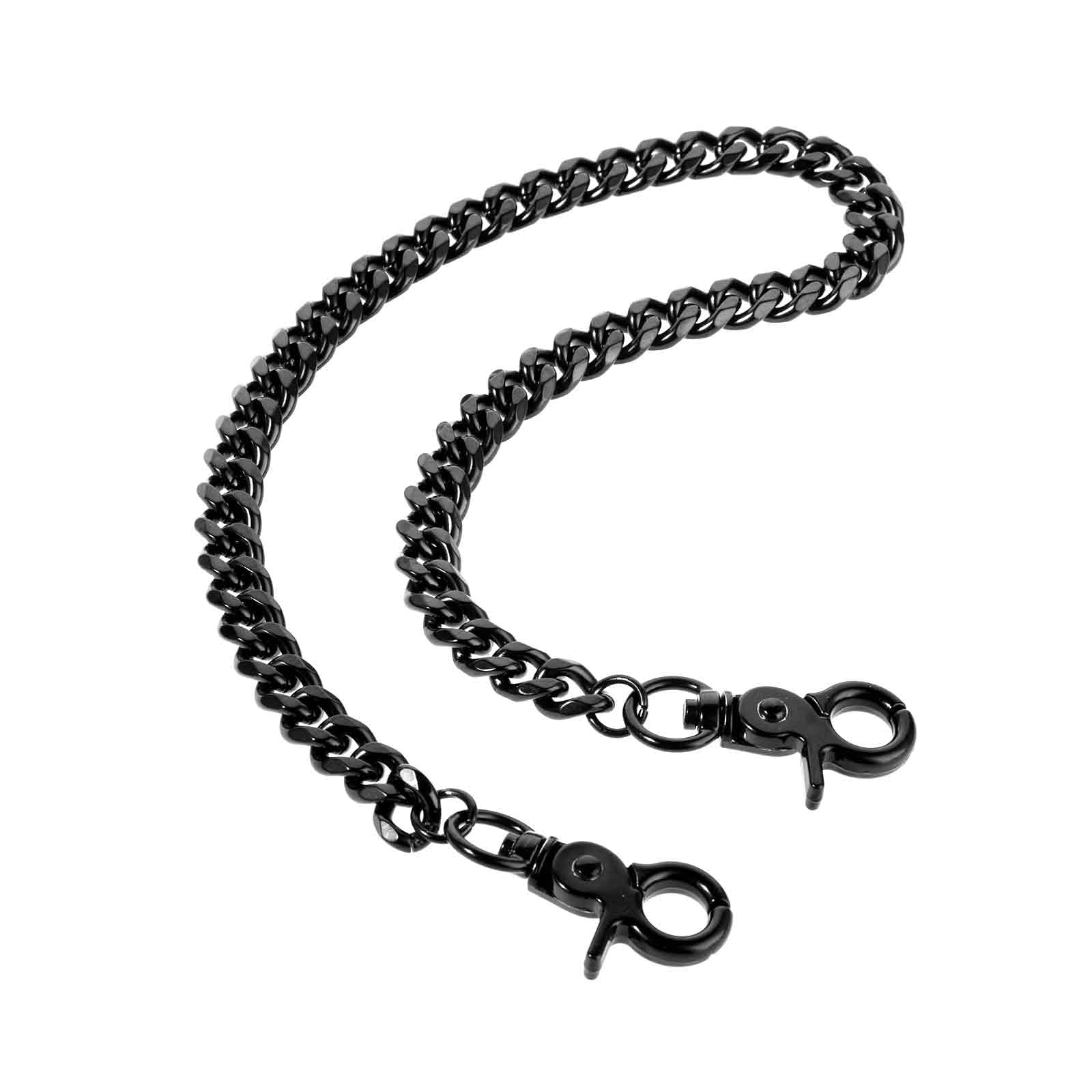 WY LIGHTING LEVEL Waist Chain Heavy Duty Metal Keychain Punk Wallet Chains Hip Hop Keyholder Round Clasp Goth Keyring for Pants(Black)