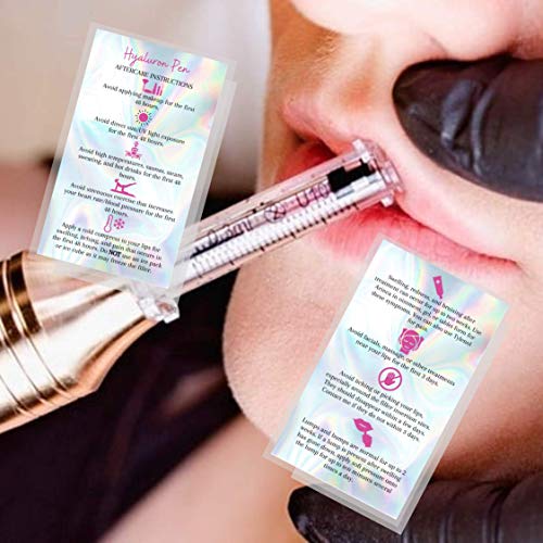 Hyaluron Pen Filler Aftercarecard | 50 Pack | 2X3.5” Inches Business Card Size | Non-Reflective Matte Rainbow Holographic Look Design #TOP6