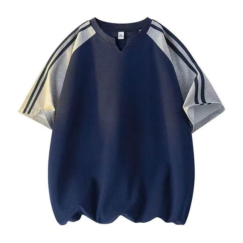 T-shirt rayé pour homme coupe ajustée grande taille et décontracté pour l'été