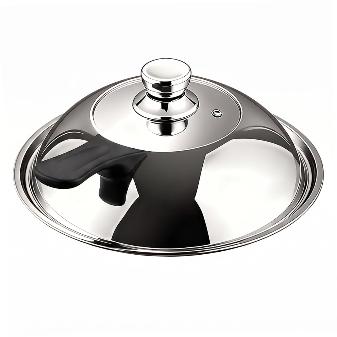 Copertura per Wok, copertura per imbastitura in acciaio inossidabile 304 a cupola alta, coperchio per Wok adatto a pentole interne da 32-33, 5 cm, argento