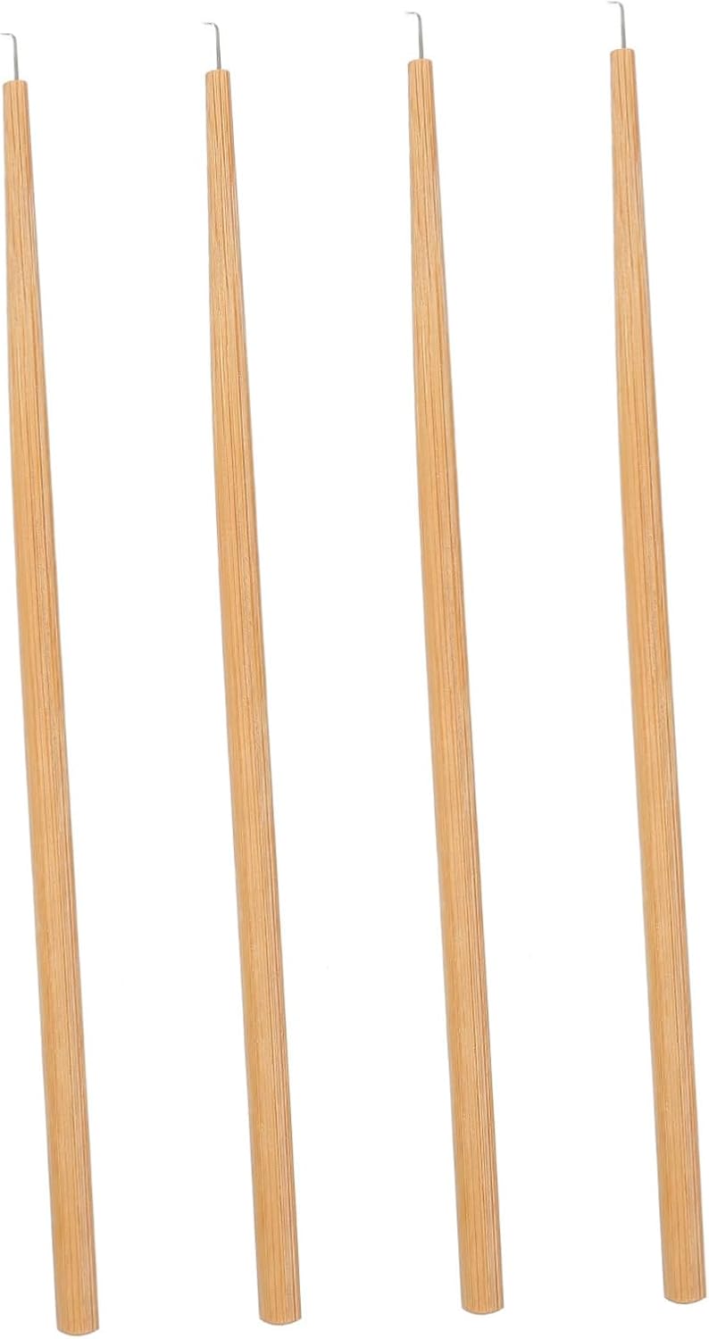 NUOBESTY 4pcs Wooden Hair Hook Needles for Easy Hair Extension and Braiding Non-Slip Handle Lightweight and Durable Crochet Tools for Home and Salon Use