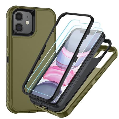 Image of SunStory Compatible with iPhone 11 Case with HD Screen Protector, 3-Layer Heavy Duty Full-Body Cover,3 in 1 Hybrid Protective Case for iPhone 11 6.1 inch,ArmyGreen
