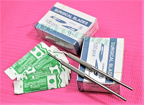 200 Scalpel Blades #15 for Biology Lab Anatomy, Practicing Cutting, Medical Student, Sculpting, Repairing and 2 Scalpel Handle #3 Round