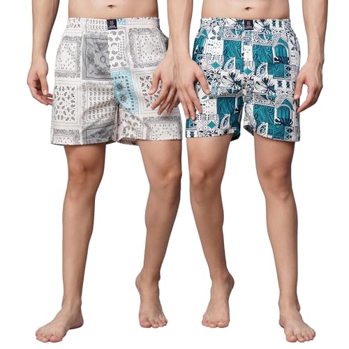 Image of Urban Scottish Ultra-Comfortable Men's Boxer Pants (Pack of 2), 100% Cotton With Stylish Print, Soft & Stretchy Elastic Waist Band, Dynamic Movement & Hardwearing Stitching, Breathable Gentle Snug Fit