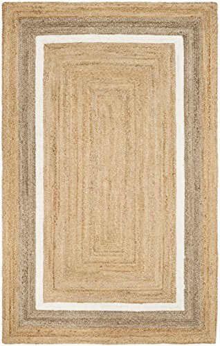 SAFAVIEH Natural Fiber Collection Area Rug - 6' x 9', Natural & Grey & Ivory, Handmade Farmhouse Boho Coastal Rustic Braided Jute, Ideal for High Traffic Areas in Living Room, Bedroom (NF883B) - Image 2
