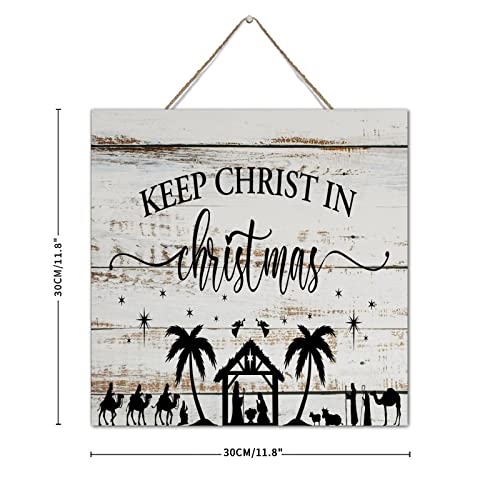 Panneau de bois Keep Christ in Christmas decoration murale en bois vieilli