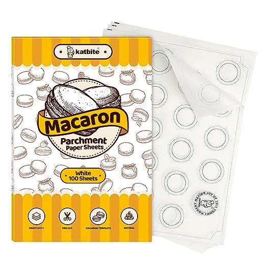 Katbite 100 Macaron Parchment Sheets Template Baking, Cookie Parchment, Printed Circle Baking Stencil for Macaron Cookie, 12x16 In, Non-Stick & Heavy Duty, Pre-cut Paper for Chicken Pizza French Fry
