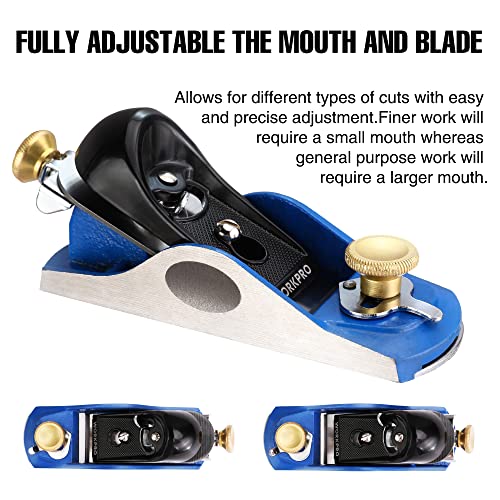 Workpro Hand Planer, 6-5/16" Low Angle Block Plane With T10A Steel Blade, Adjustable Mouth And Cast Iron Body, Wood Planer For Home Improvement, Carpentry Work, Woodworking Hobby, Handicraft Diy(Blue) #TOP4