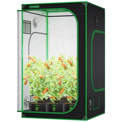 VIVOSUN S558 5x5 Grow Tent, 60'x60'x80' High Reflective Mylar with Observation Window and Floor Tray for Hydroponics Indoor Plant for VSF6450