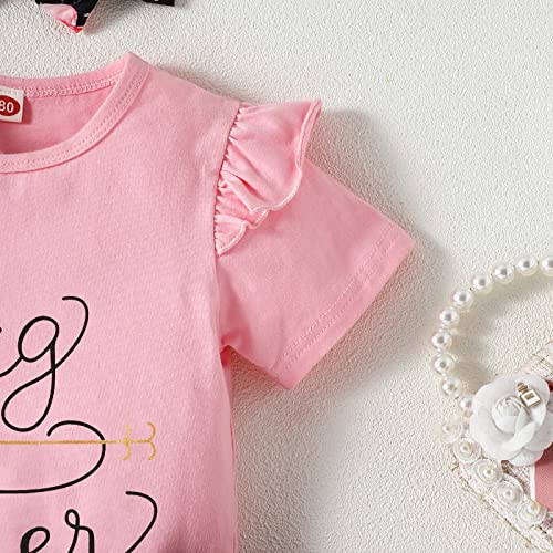 AMAWMW Big Sister Little Sister Matching Outfits Romper/Shirt+Shorts/Skirt+Headband Toddler Baby Girl Summer Clothes — view 4