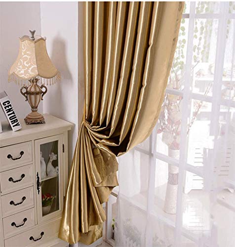 Myru 1 Pair Semi-Blackout Gold Curtains For Living Room Bedroom Grommet Top Golden Curtains For Windows (Shiny Gold, 2 X 52 X 84 Inch) #TOP3