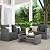 Wisteria Lane 4 Piece Outdoor Patio Furniture Sets, Wicker Conversation Set for Porch Deck, Grey Rattan Sofa Chair with Cushion ?Dark Grey