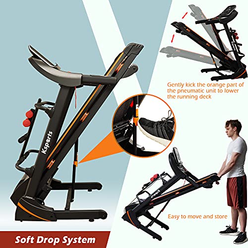 Ksports Treadmill Bundle | Electric Folding Incline Treadmill With Auto/Manual Incline, Sit Ups Rack/Strap & Ab Mat, Dumb Bells (Only For Aep & Ljj Models) | Running Machine With Bluetooth Smart App #TOP5