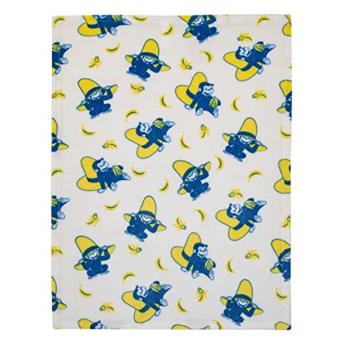 Image of nojo Welcome to The Universe Baby Curious George White, Navy and Yellow Hat and Bananas Super Soft Baby Blanket, One Size, 1.0 Count (7719501R)