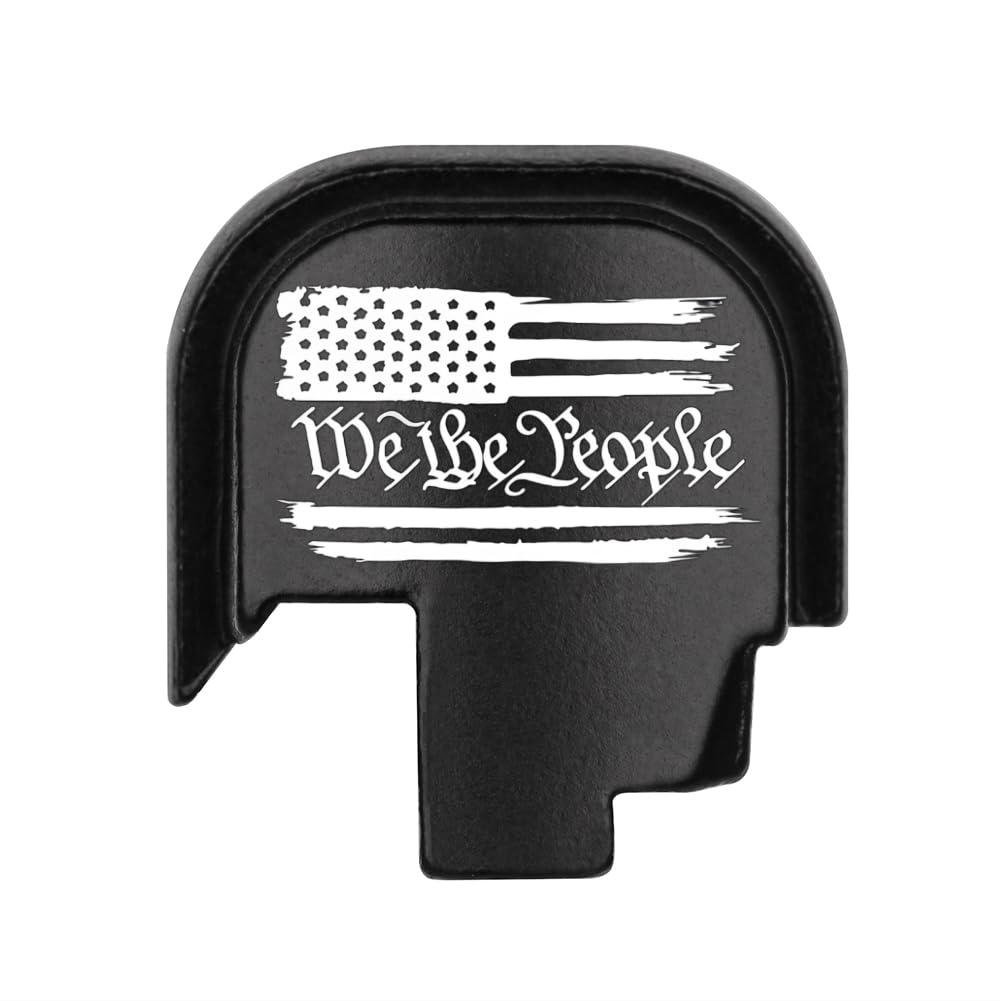 MyGunArts Laser Engraved Anodized Aluminum Rear Cover Slide Back Plate for 9mm/.40 Subcompact Smith Wesson S&W M&P Shield/Shield Plus/Shield M2.0 Accessories, We The People US Flag