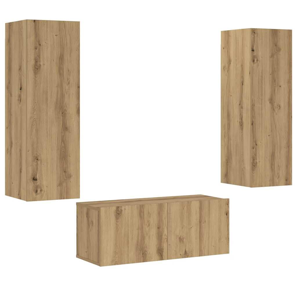 Set di 3 mobili da parete per TV, effetto rovere Artisan