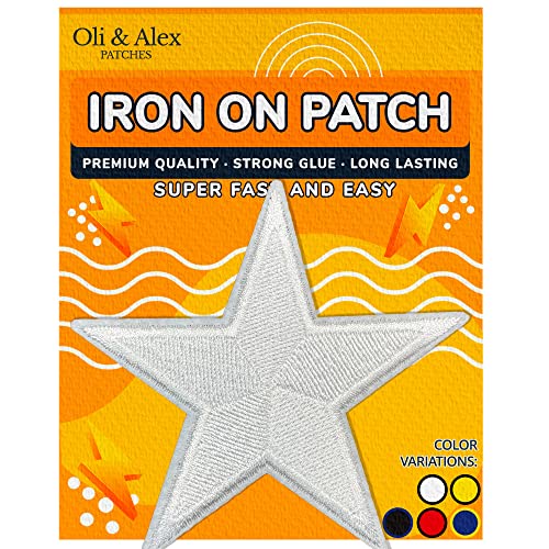 Iron On Patches - White Star Patch Iron On 1 pcs Patch Embroidered Applique Star S-43