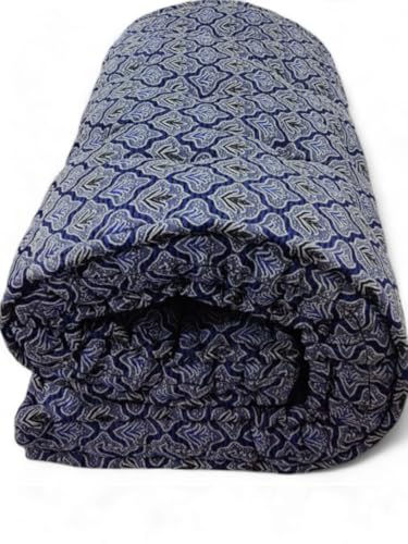 Image of Adim's Soft Cotton Box Quilt Mattress | Mattress offers a combination of comfort, durability and style,making it an excellent choice for a restful night's sleep (Blue Jacquard Design, 84X72 X5 Inches)