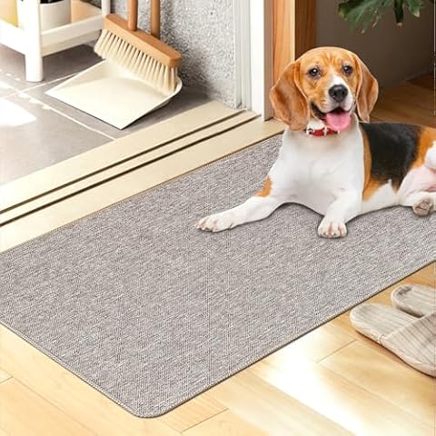 Yancorp Front Door Mat 1/10 Inch Thin Door Mat for Inside Entry 24"x 35" Non-Slip Rubber Backing Indoor Doormat for for Entryways, Front Doors, Hallways, Porter,Khaki Cover