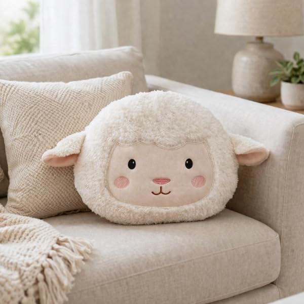 Marco Paul Sheep Plush Pillow – Soft Stuffed Animal Cushion, Cute Squishy Plush Toy for Kids & Adults, Ultra Soft Cuddle Plushie for Bed, Sofa & Comfort