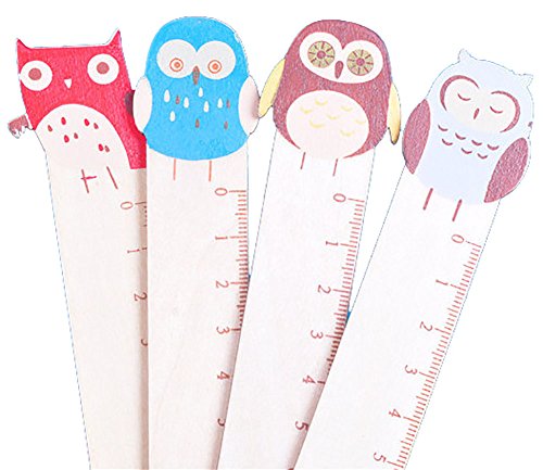 DCMA 文房具 トイ 定規 フクロウ 木製 15cm 1点 お楽しみ柄