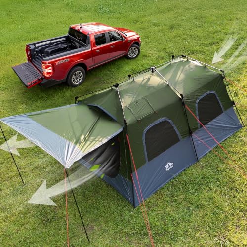Carpa para camping Night Cat para 8 personas: Gran carpa instantánea impermeable tipo cabaña con toldo y salida de estufa para glamping familiar miniatura 6