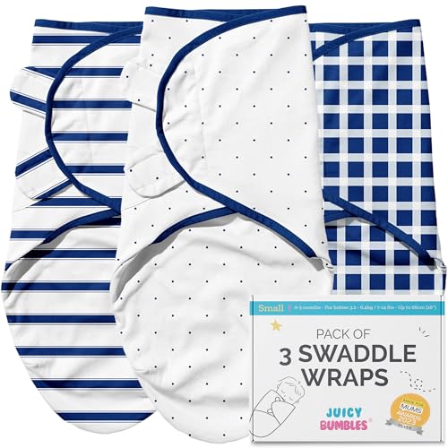 Image of JUICY BUMBLES Baby Swaddles 0-3 Months Newborn Swaddle Sack Sleep Swaddle Sleep Sack Wrap for Newborns Girl and Boy 100% Cotton Oeko TEX 3-Pack
