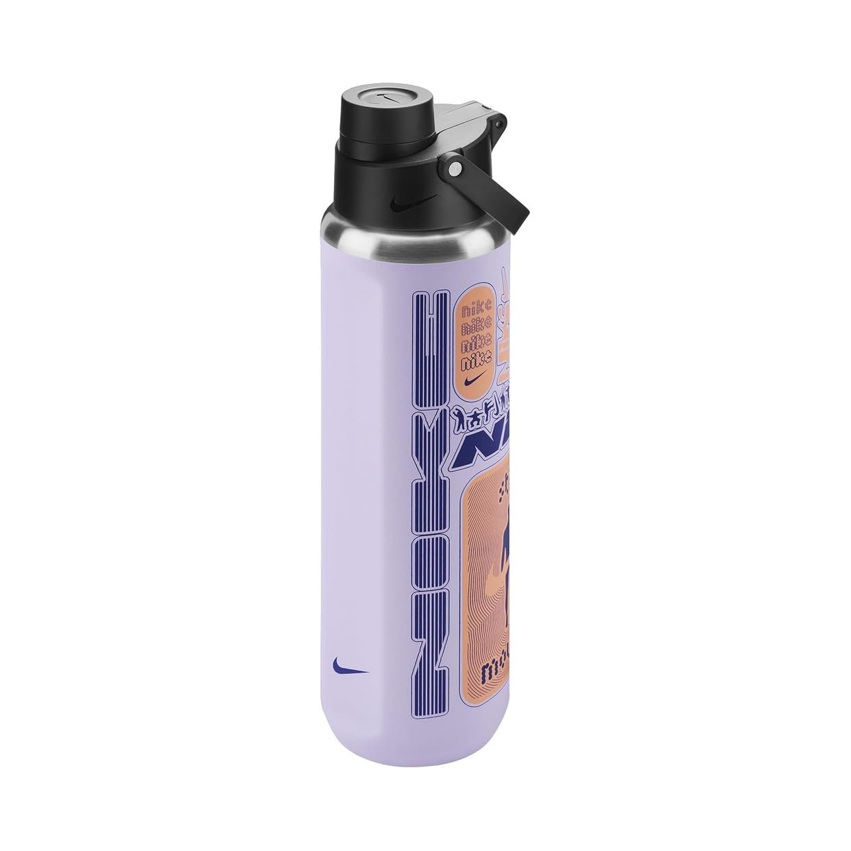 Nike SS Recharge Chug Bottle 24oz 709 ml Edelstahl Trinkflasche Sportflasche Training Graphic, Hydrangeas/Black/Deep Night/Apricot Agate