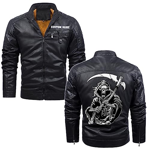 Dark Grim Death Skull Gothic Custom Men PU Leather Vest Jacket Coat
