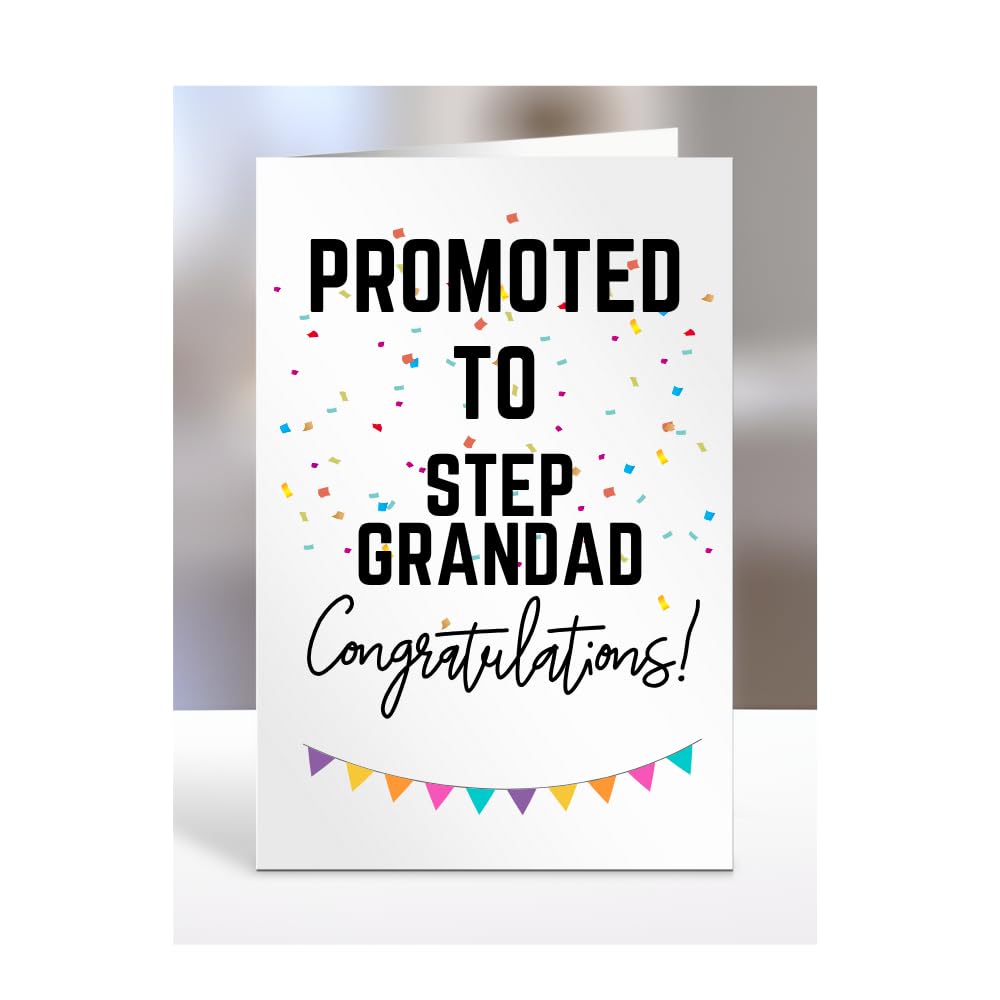 Promoted to Step Grandad card, gifts for men, women, him, her, female, male, presents for Christmas, new, congratulations, A5-171_192