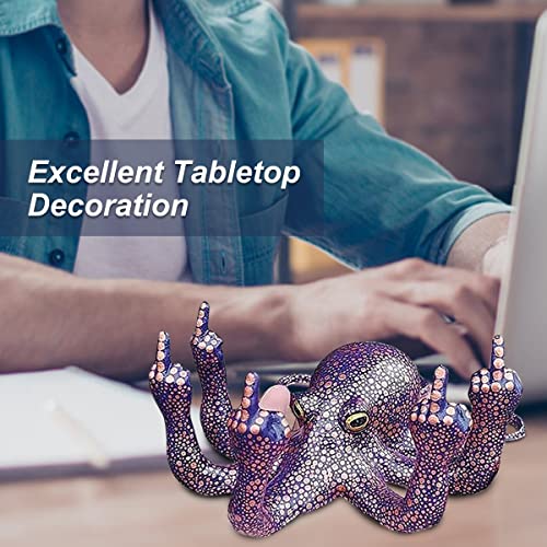 Accddio Middle Finger Octopus，Middle Finger Statue，Weird Decor Suitable For Indoor And Outdoor Garden Home Decoration (Purple) #TOP5