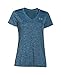 Under Armour Women's Tech Heather Stripe V-Neck, Black (003)/Metallic Silver, Large