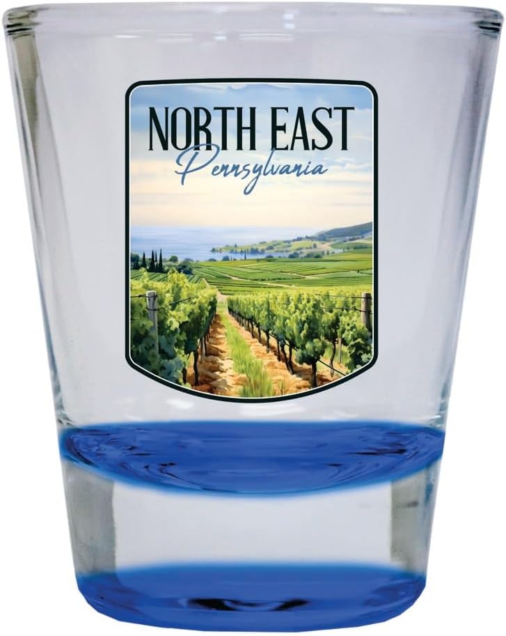 Pack de 4 Vasos Shot de Vidrio Azul con Diseño Souvenir 2 oz