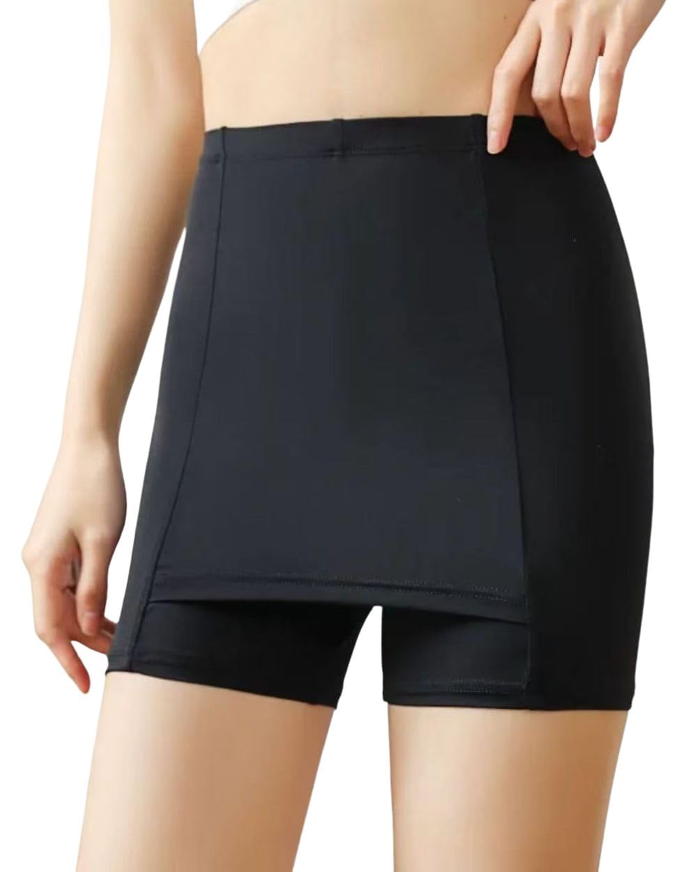 fabme Women's Double-Layer Front Crotch Ice Silk Safety Shorts,Women Seamless Safety Pants for Matching Skirts Dresses Cream-picture-52