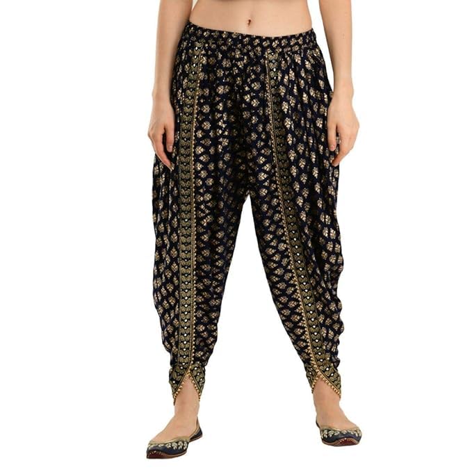 Women Printed Stylish Dhoti Pants Salwar Bottom Wear for Girls/Womens/Ladies Free Size (28 Till 34) Black-image-35